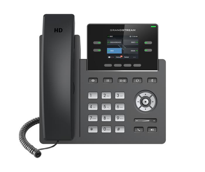 Grandstream GRP2612W 4 Line Ip Phone, 2 Sip Accounts, 320X240 Colour Screen, HD Audio, Inbuilt WiFi, Includes Psu