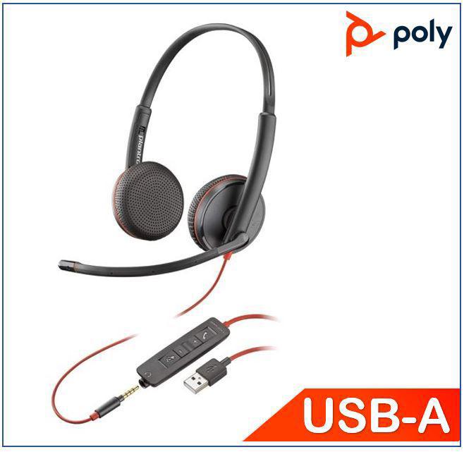 Poly Plantronics/Poly Blackwire 3225 Headset, Usb-A, Stereo, 3.5MM Duo Corded, Noise Canceling, Dynamic Eq, SoundGuard, Intuitive Call Control, **Promo**