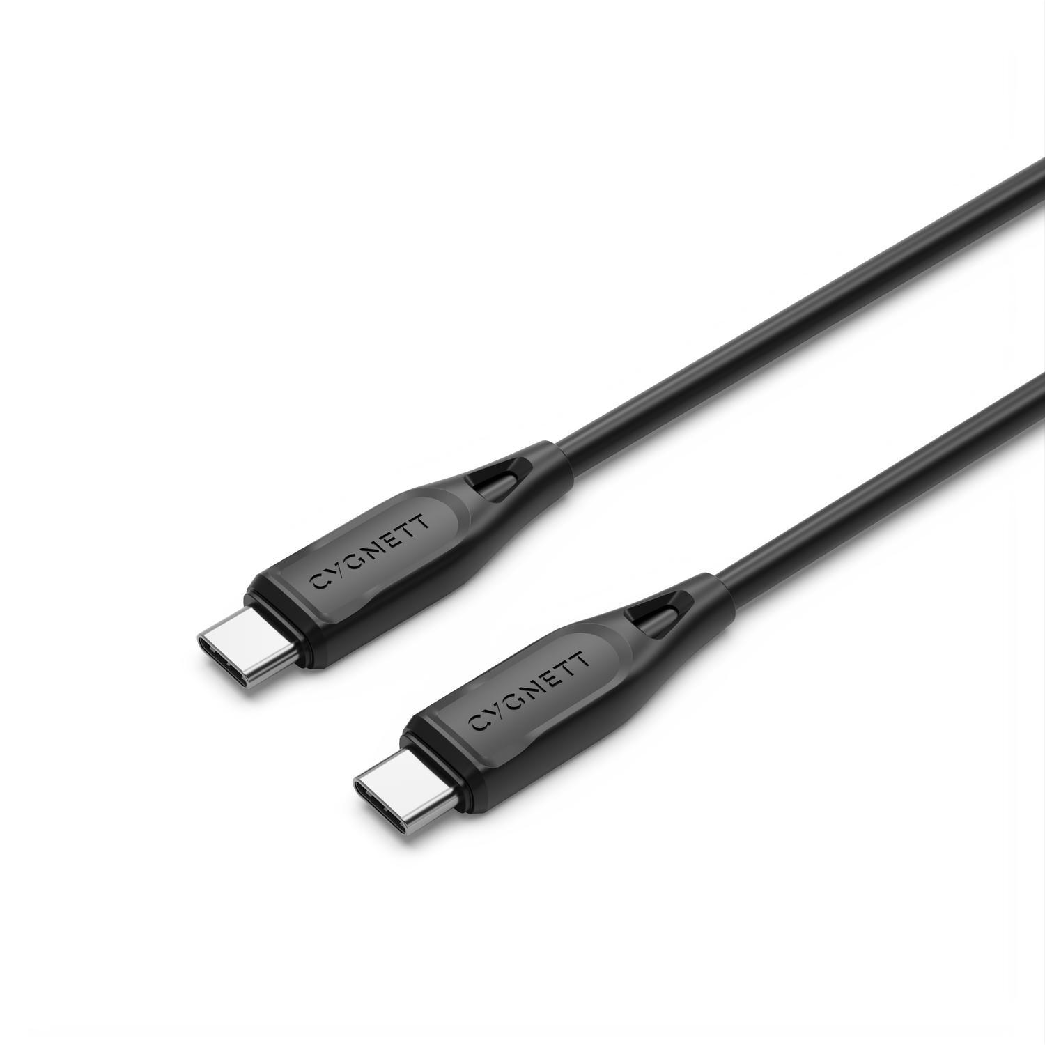 Cygnett Essentials Usb-C To Usb-C (2.0) Cable (2M) - Black (CY4693PCTYC), 3A/60W, 480Mbps, Turbo Charge, Best For Laptop, 2 Years Warranty