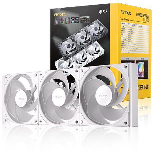 Antec Connect C120R Reverse White Argb 3PK Performance 120MM PWM Fan: 4-Pin PWM | Led: 3-Pin Vibration Absorbing And Anti-Noise Pads Case Fan