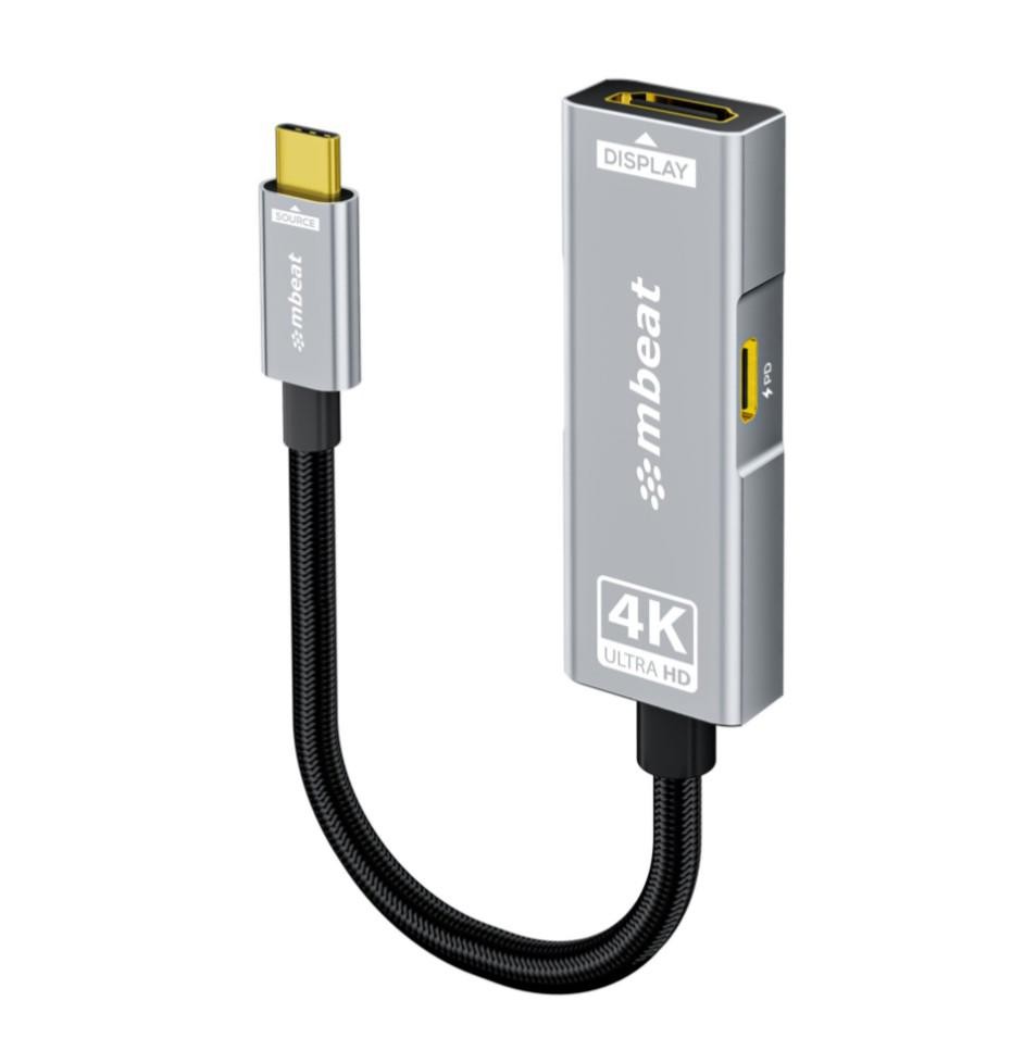 Mbeat® Tough Link Usb-C To Hdmi Adapter With 100W PD - Space Grey 5V-20V/5A, 100W PD Up To 4K (3840 X 2160) @60Hz