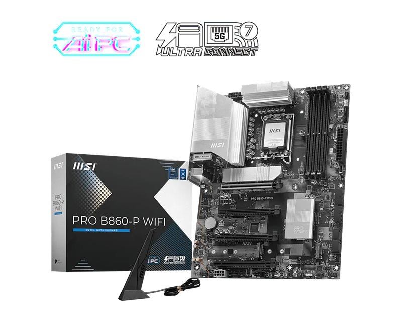 Msi Pro B860-P Wifi, Intel B860, 4X DDR5 256GB, 1X Hdmi, 4X Pci-E X16, 3X M.2, 4X Sata, 8X Usb 2.0, Intel® Wi-Fi 7