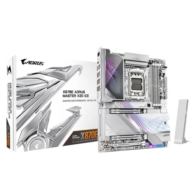 Gigabyte X870e A Master X3D Ice: Am5, DDR5 256GB, Alc1220, 10GbE+5GbE Lan, Wi-Fi 7, BT 5.4, Q-Flash, GCC, Atx, Win11, Ryzen 7000–9000