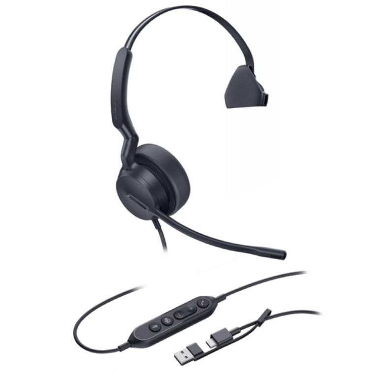 Yealink Uh42 Mono Teams Usb-C/A Microsoft Certified Teams Usb Wired Headset, Noise-Canceling Microphone, Leather Ear Cushions Controller Teams Button