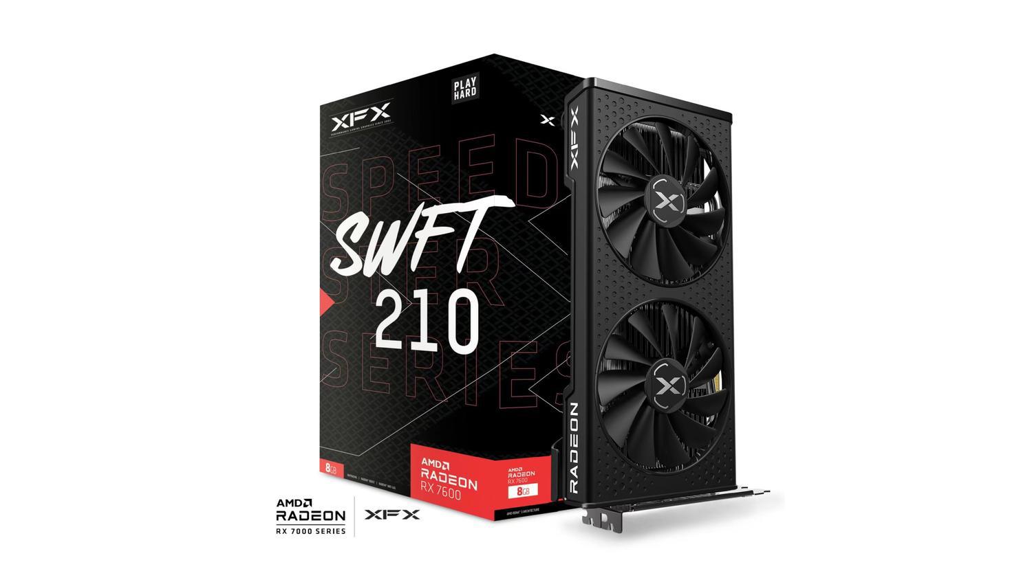 XFX Speedster SWFT210 Amd Radeon RX 7600 Core Gaming Graphics Card With 8GB GDDR6 Hdmi 3xDP, Amd Rdna™ 3 (RX-76PSWFTFY)