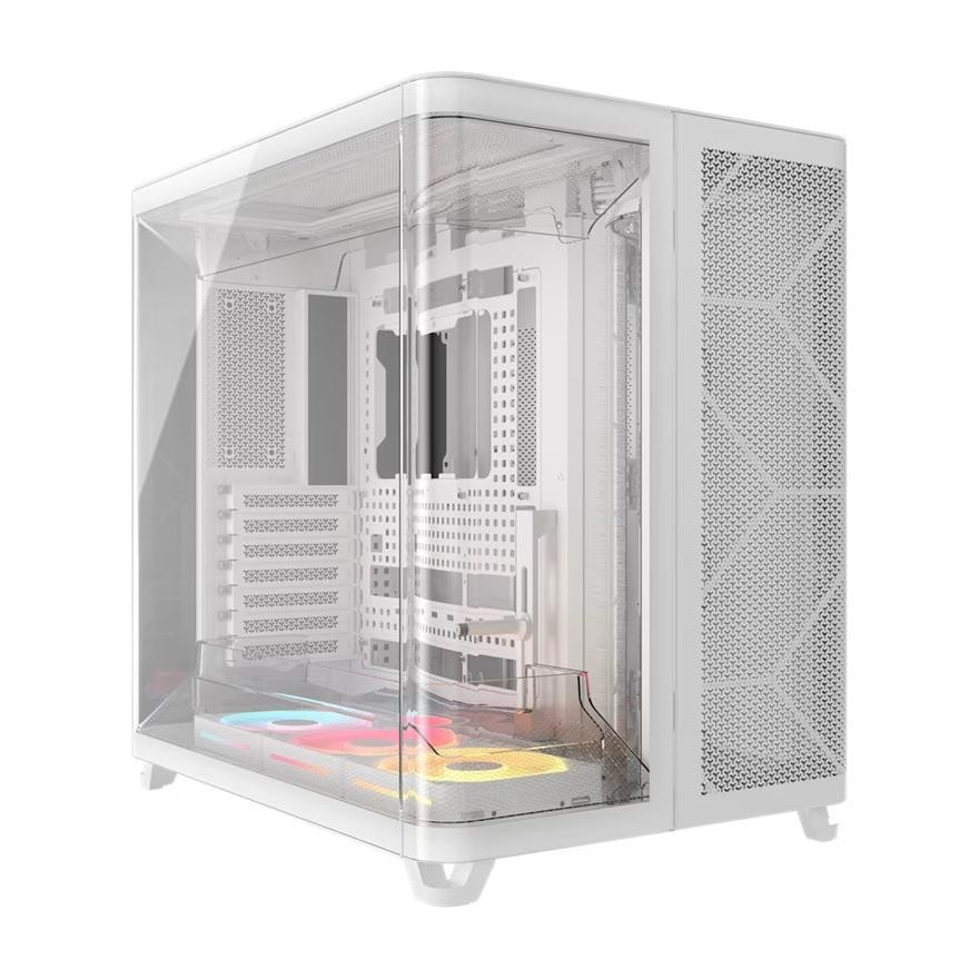 Corsair Air 5400 LX-R RGB Icue Link Triple Chamber Mid-Tower PC Case - White; Atx/E-Atx; 467X470X340MM; TG; 360Gpu; 180Cpu; 360Rad; Usb-C