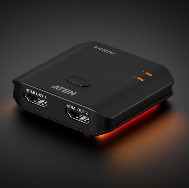 Aten Essential 2-Port 8K Hdmi Splitter, Edid SYNC™, One Hdmi Source Shares Two 8K @ 60Hz / 4K @ 120Hz Displays, LPCM 7.1, Dolby® & DTS-HD Master Audio