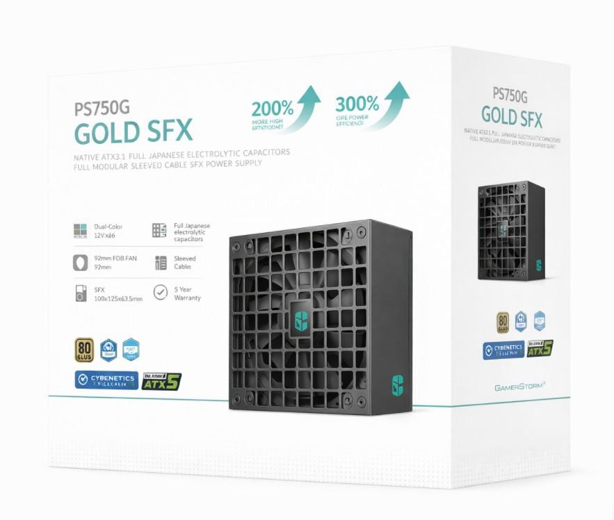 DeepCool PS750G 750W Gamer Storm SFX ,Full Japanese Electrolytic Capacitors, Cybenetics Platinum /PPLP Gold, Fluid Dynamic Bearing
