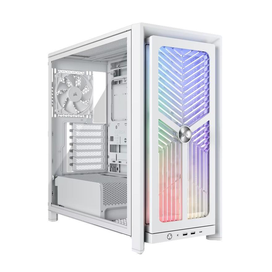 Corsair Frame 4000X RS Mid-Tower PC Case - White, Mid-Tower Atx/E-Atx Mini-ITX Micro-ATX 430MM Gpu 170MM Cpu 360MM Rad TG Usb-C 3X120/2X140 Fans