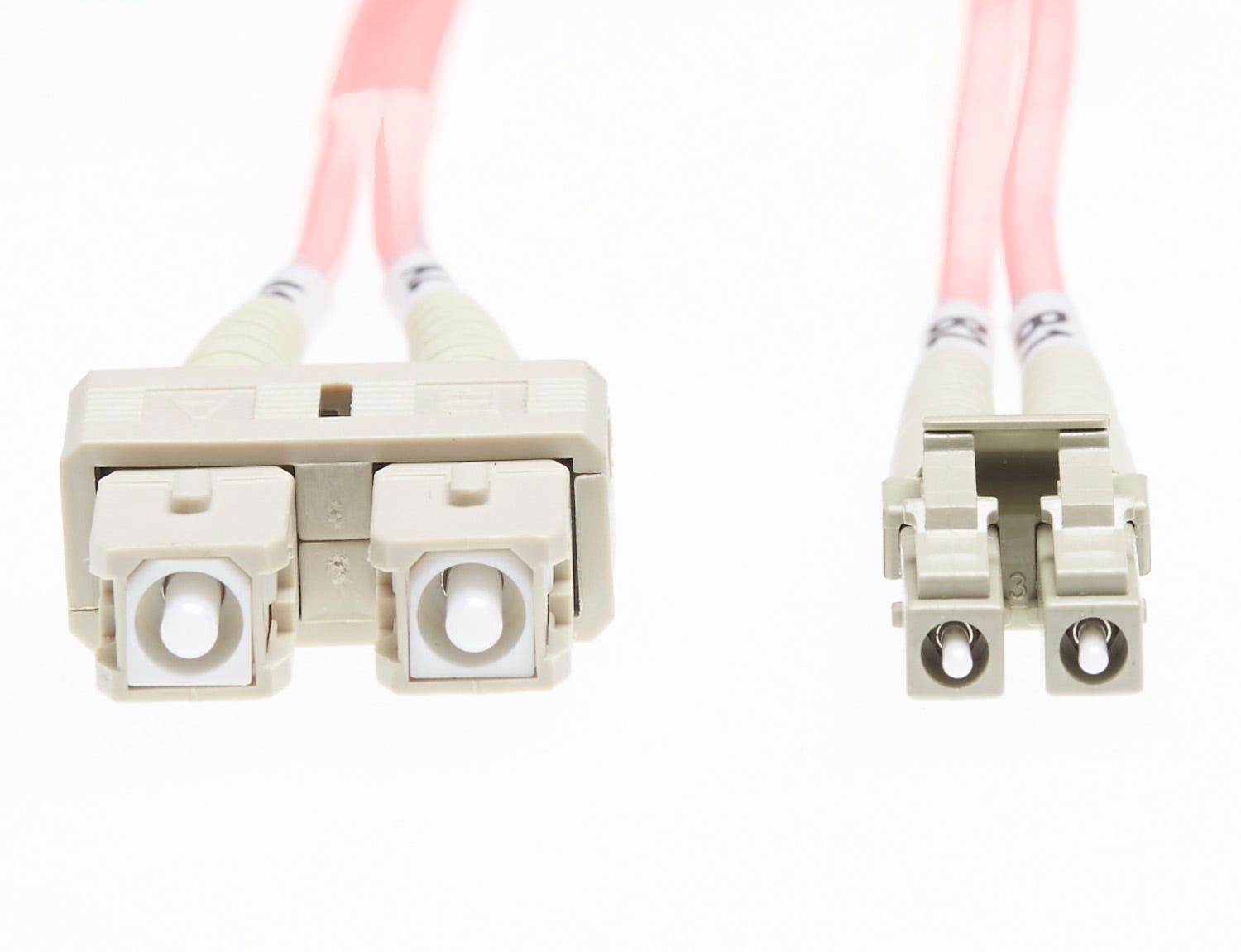 4Cabling 3M LC-SC Om4 Multimode Fibre Optic Cable: Salmon Pink