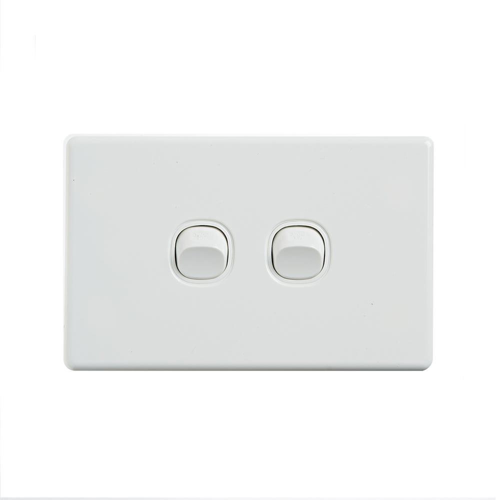 4Cabling 4C | Elegant Wall Switch 2 Gang 250V 16A | Horizontal