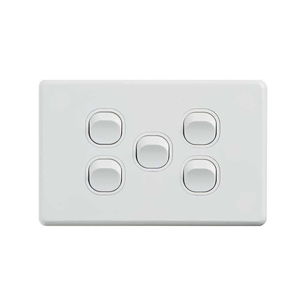 4Cabling 4C | Classic 5 Gang Switch 250V 16Ax - Horizontal