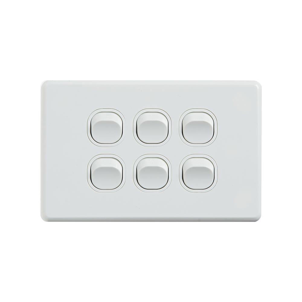 4Cabling 4C | Classic 6 Gang Switch 250V 16Ax - Horizontal