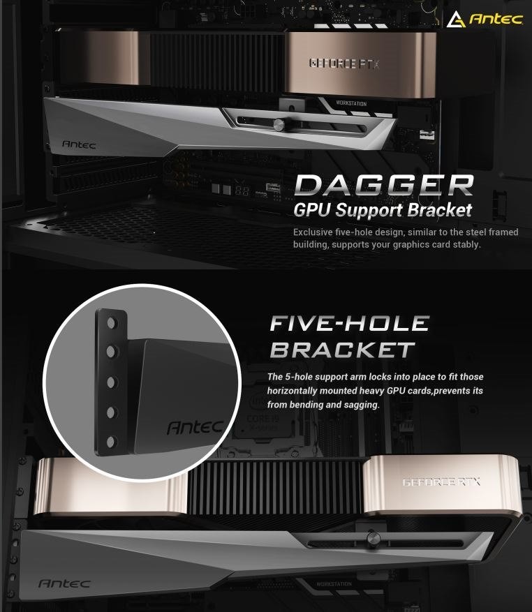 Antec Igpu, Vga Bracket Holder. Solid Construction And Durability - Black