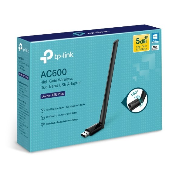 TP-Link Archer T2U Plus IEEE 802.11ac Dual Band Wi-Fi Adapter for Notebook