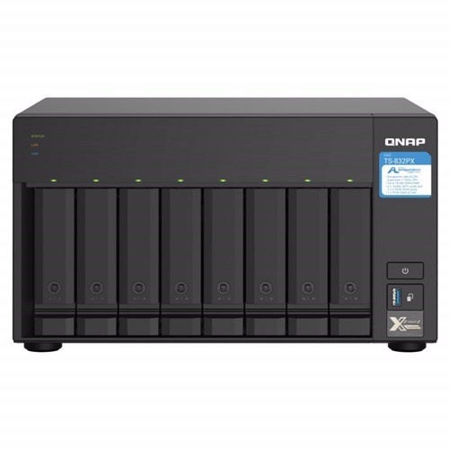 Qnap TS-832PX-4G, 8 Bay Nas (No Disk),Al-324 Quad Core, 4GB,2.5GbE(2),10GbE SFP+(2),2YR