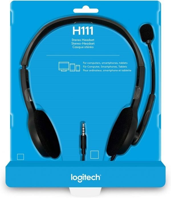Logitech (LS) Logitech H111 Strereo Headset (Single 3.5MM Jack) Cable Length: 7.71 FT (2.35 M) 2-Year Limited Hardware Warranty