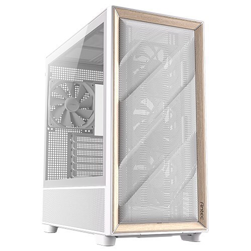 Antec Flux Atx, White Premium Birch Trim, 5X White PWM Performance Fans. Ultra Cooling Design, PWM Argb Controller W/ MB SYNC, Mid Tower Case