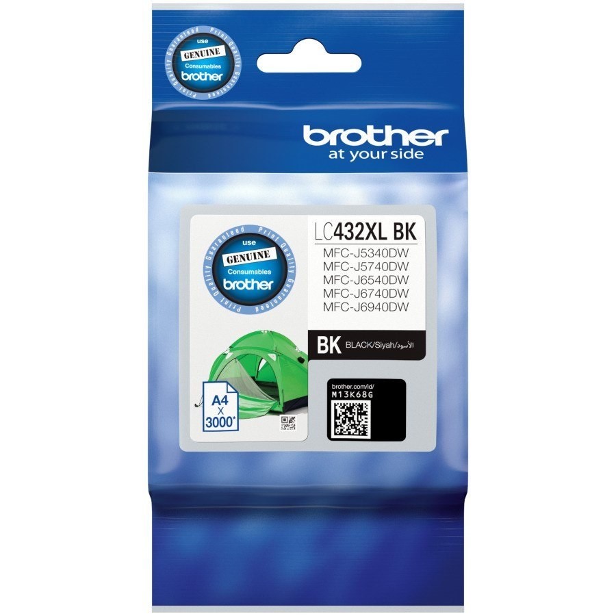 Brother LC432XLBK Original High Yield Inkjet Ink Cartridge - Single Pack - Black - 1 Pack