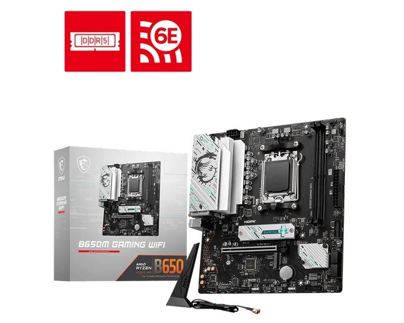 Msi B650M Gaming Wifi Amd Am5 Matx Motherboard, 2X DDR5 ~128GB, 1X Pci-E X16, 2X M.2, 4X Sata, 8X Usb 3.2,(LS)