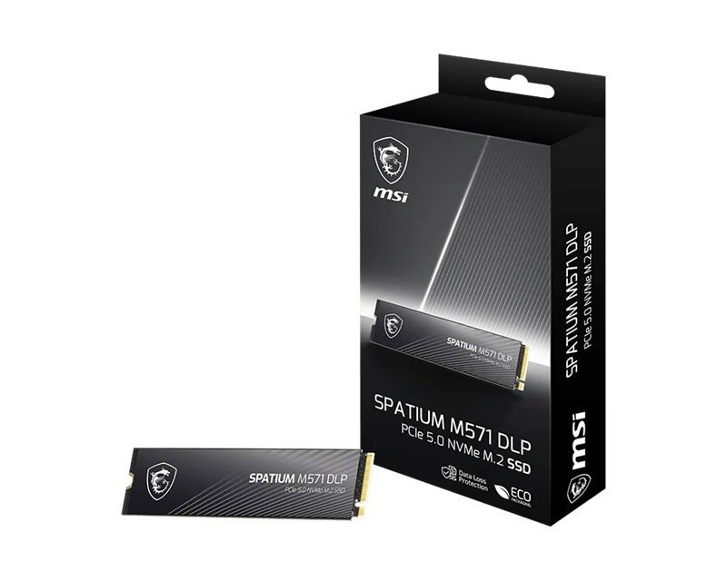 Msi Spatium M571 DLP PCIe 5.0 NVMe M.2 2TB, M.2 2280, PCIe Gen5x4 NVMe 2.0, R14500/W11000MB/s, 2500K/2600K Iops, 1400TBW, 5YR WTY