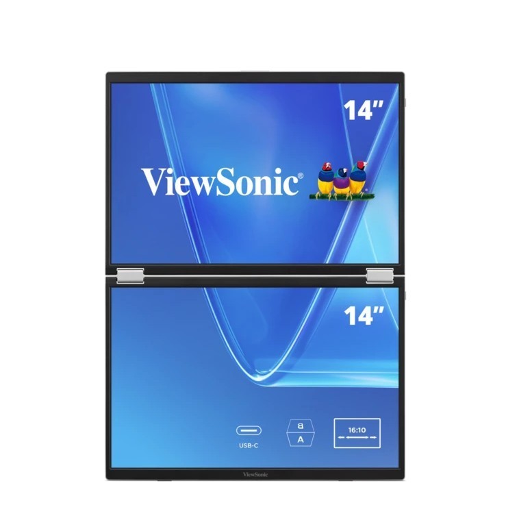 ViewSonic 14' Dual Screen Wuxga Portable Monitor With Usb-C And Protective Sleeve | VG1457