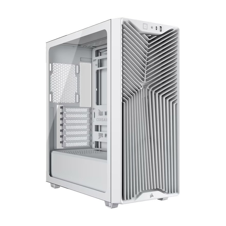 Corsair 3200D RS Mid-Tower PC Case - White, Atx Matx Itx, TG Panel, 400MM Gpu, 165MM Cpu, 360MM Rad, Usb-C, 7 Slots, 2X2.5 1X3.5, 2YR WTY, Steel TG