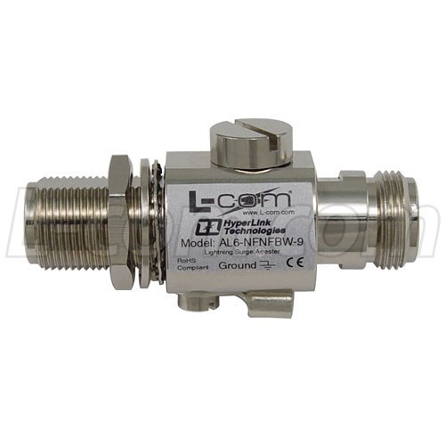 L-Com N-Female To N-Female Bulkhead 0-6GHz 90V Lightning Protector