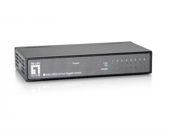 Level One 8-Port Gigabit Ethernet Switch Unmanaged Desktop Size Metal Case