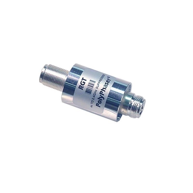 PolyPhaser RGT Type N F/F Bulkhead Coaxial RF Surge Protector, DC - 2.4GHz, 50W, Ip67, 60 V Max