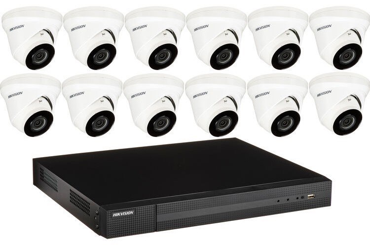 Hikvision EKI-K16 16-Channel 8MP NVR with 4TB HDD & 12 4MP Night Vision Turret Cameras Kit