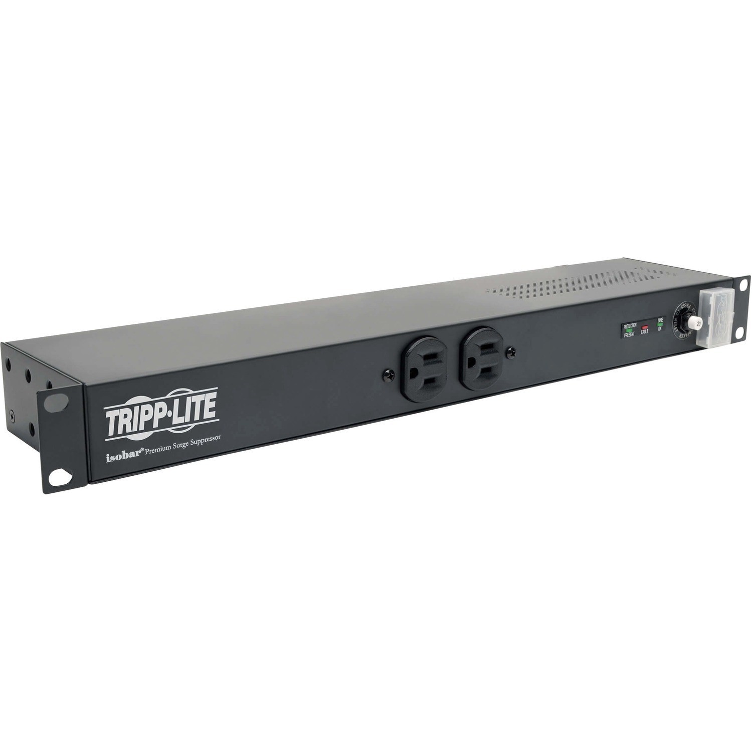 Eaton Tripp Lite Series Isobar 12-Outlet Network Server Surge Protector, 15 ft. (4.57 m) Cord with 5-20P Plug, 3840 Joules, Diagnostic LEDs, 1U Rackmount