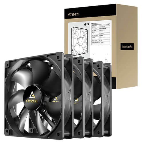 Antec N12 3PK 120MM DC Fans, Hydraulic Bearing, 1200RPM, 42.58CFM, 1.11mmH₂O, 22.3dB, 30K H Life, 3-Pin, 12V, ≤0.24A, 1-YR Warranty