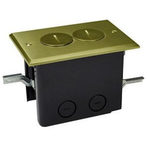 Allied Moulded Products Rectangular Polycarbonate Floor Box, Brass Cover,