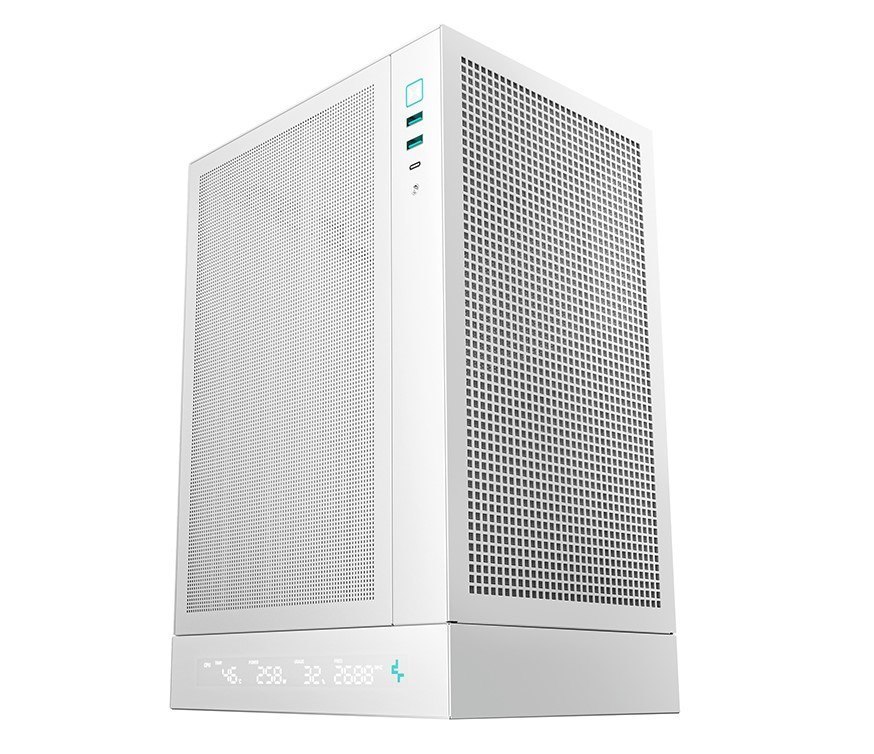 DeepCool CH170 Digital WHT Itx Case, Digital Status Display, Extremely Portable Size, Abundant Airflow Ventilation, Mesh Panels, Full Sized Air Cooler