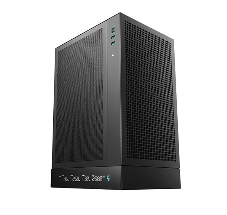 DeepCool CH170 Digital Itx Case, Digital Status Display, Extremely Portable Size, Abundant Airflow Ventilation, Mesh Panels, Full Sized Air Cooler Sup