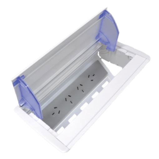 Oe Elsafe: Axxess QF45 - 4 X Gpo, 5 X Data Cutouts - Anodised Lid- Grey/Silver