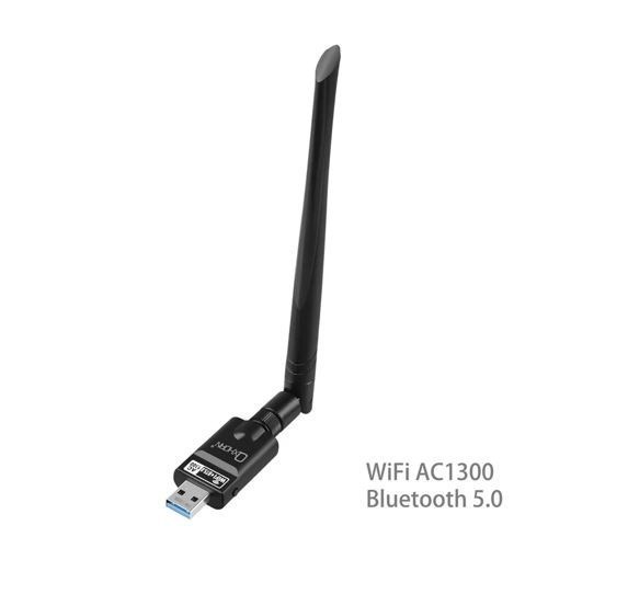 Just You PC Oxhorn Usb Wireless + Bluetooth Combo Adapter Dual Band Ac1300, Bluetooth 5.0 Supports Windows 11/10/8/7, Mac Black