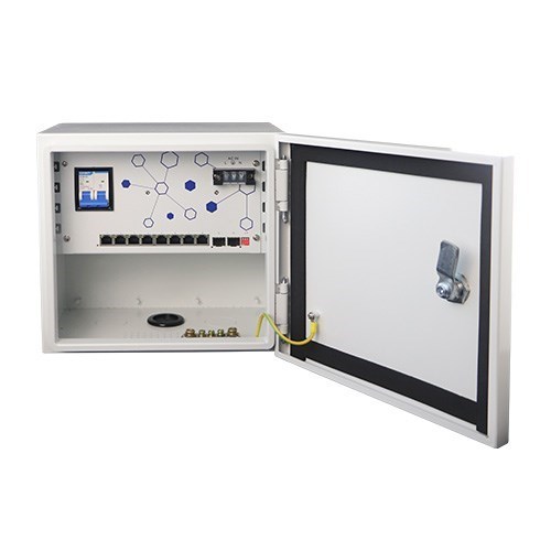 LDR Outdoor Hub, PoE Switch, Waterproof Box, Ip55, Max Poe 30W, 8 Port PoE, 2 SFP Ports, Ac220v Main Power Input,120W DC52V, 260X280X220MM, White