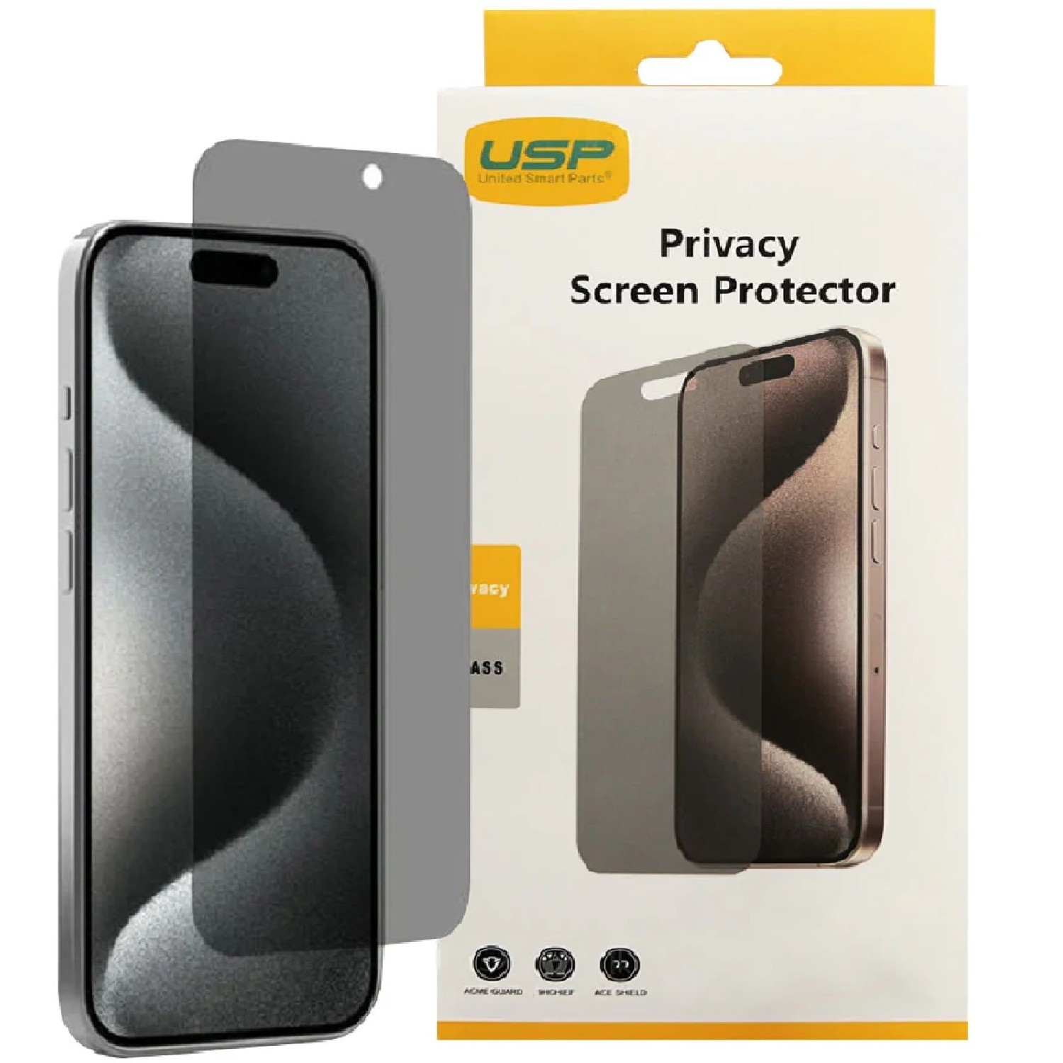 Usp Apple iPhone 16 Pro (6.3') Privacy Tempered Glass Screen Protector -9H Surface Hardness, Anti-Spy,Highly Touch Sensitive,Best For Public Occasions