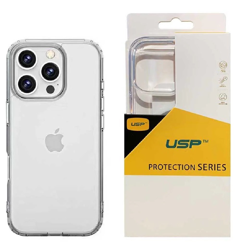Usp Apple iPhone 16 Pro (6.3') Clear Rock Shockproof Case - Ultra-Thin, Lightweight, Non-Slip, Multi-Layer, Strong And Durable Materials