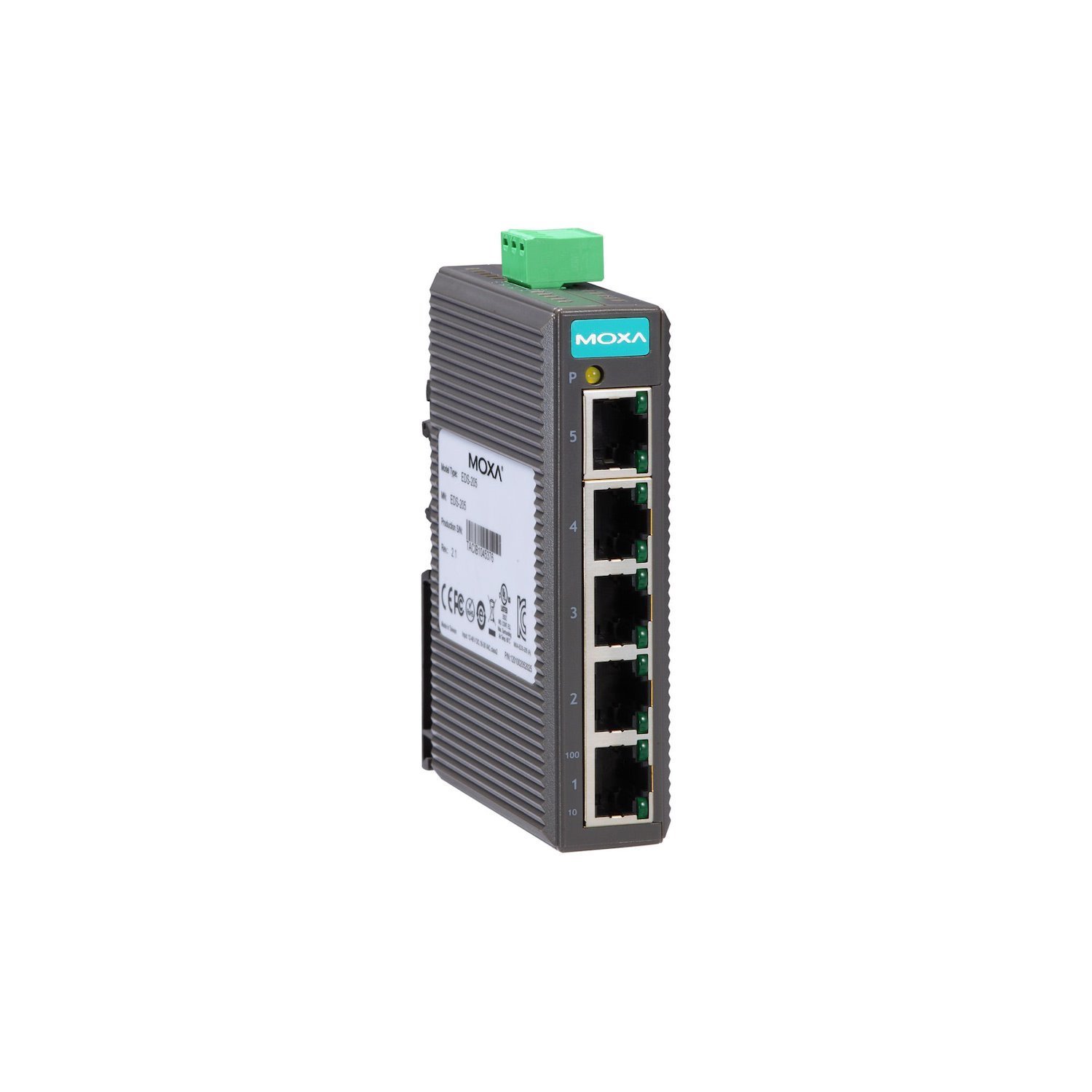 Moxa | Eds-205A | Unmanaged Ethernet Switch With 5 10/100BaseT(X) Ports, -10 To 60°C Operating Temperature
