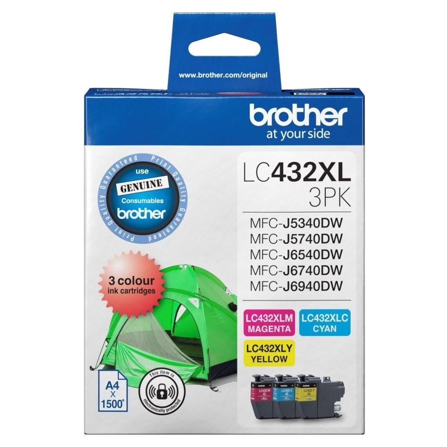 Brother LC432XL3PKS Original High Yield Inkjet Ink Cartridge - Magenta, Cyan, Yellow - 3 / Pack