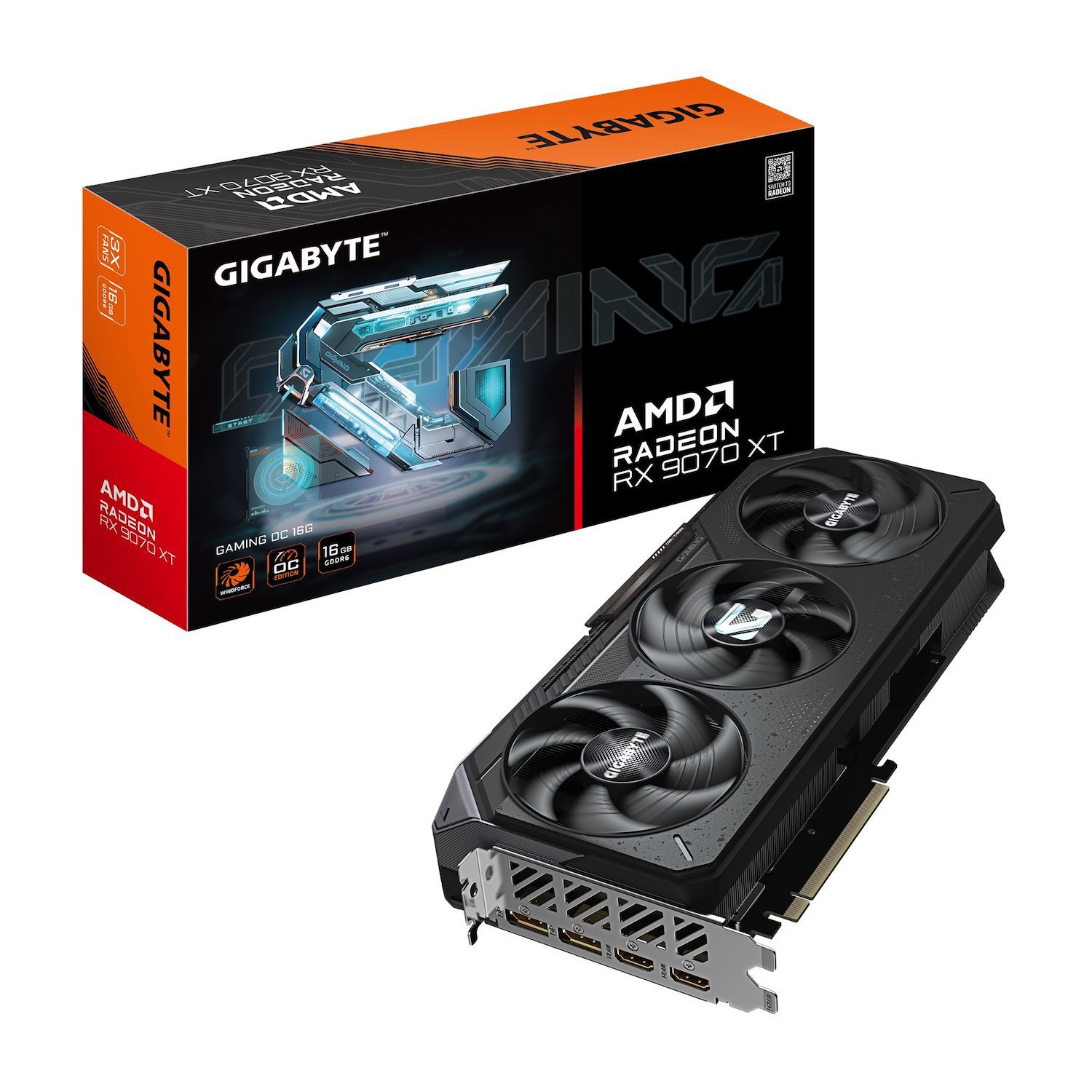 Gigabyte Radeon™ RX 9070 XT Gaming Oc 16G, 20 GBPS, GDDR6, 256 Bit, Pci-E 5.0, Psu 850W, 8 Pin*3, DisplayPort 2.1A *2 Hdmi 2.1B *2