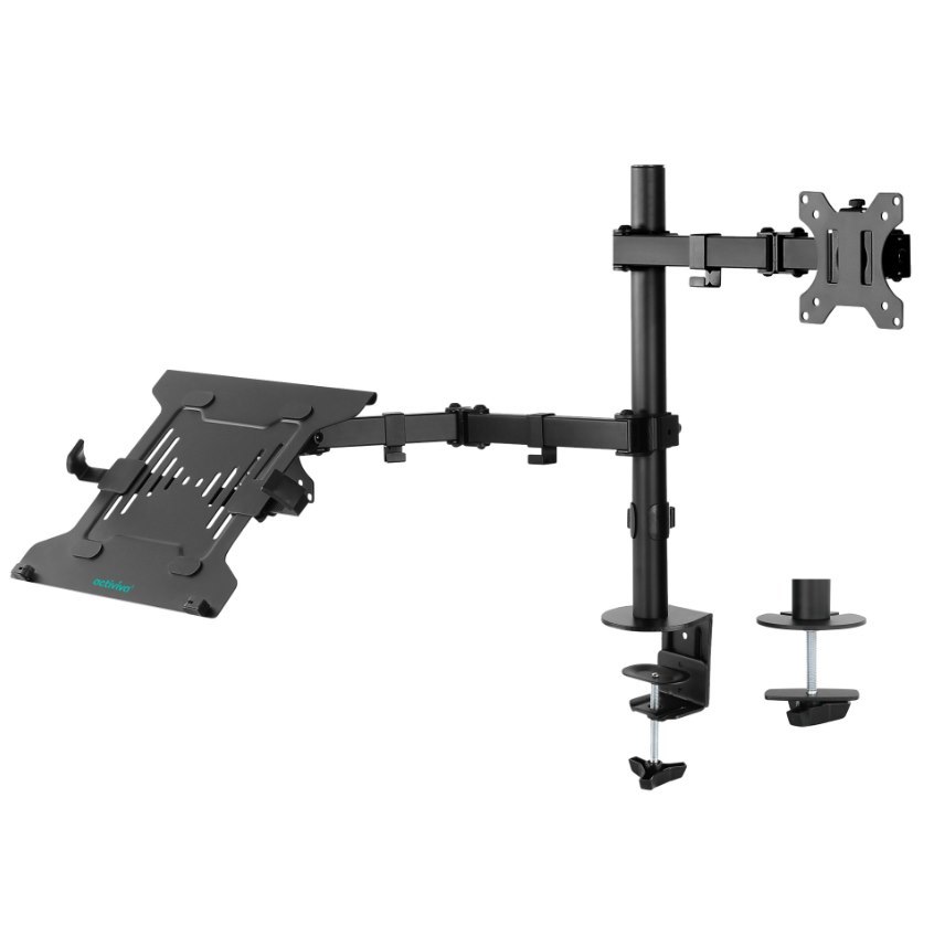 Mbeat® Dual-Screen Articulating Monitor Arm With Interchangeable Laptop Holder
