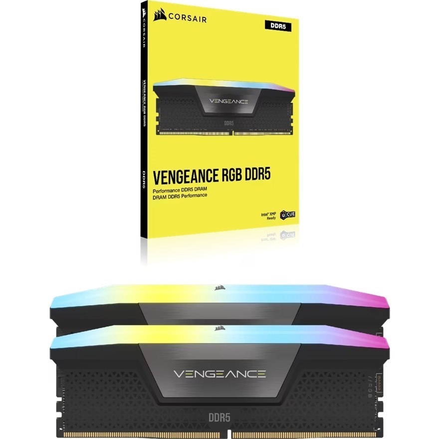 Corsair Vengeance® RGB 64GB (2x32GB), DDR5-6000, CL40, 1.35V, XMP 3.0, RGB, Udimm, Aluminum Heatspreader, Intel 700/800 Series Compatible