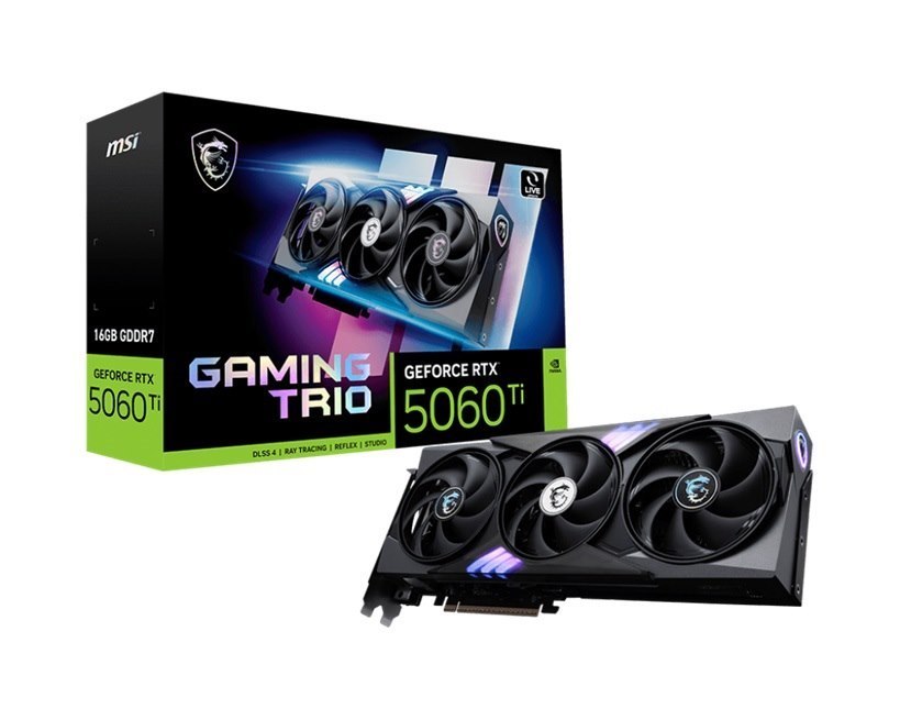 Msi nVidia GeForce RTX 5060 Ti 16G Gaming Trio, Pci Express Gen 5X16, 28Gbps, Boost: 2572 MHz, Cuda 4608 Units, 16GB GDDR7, Hdmi™ X 1