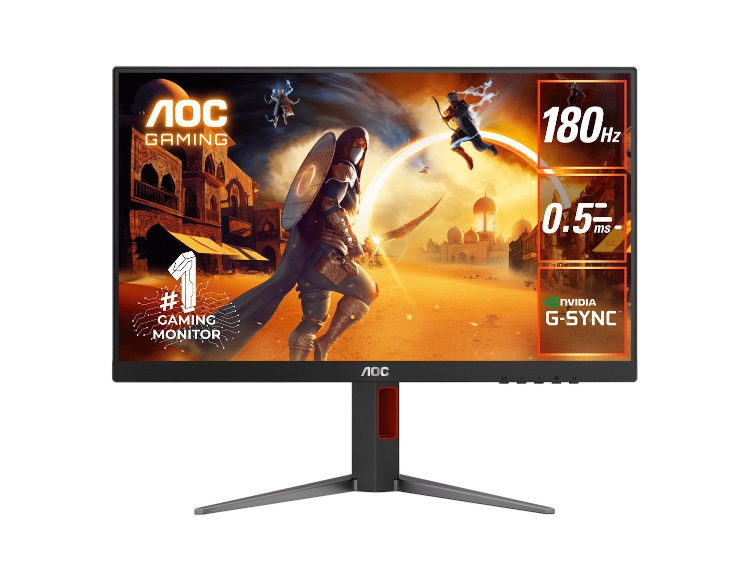 Aoc 23.8' Gaming Monitor – FHD 180Hz Ips, 0.5MS MPRT, 126% SRGB, DP 1.4, Hdmi 2.0, Delta E<2, Tilt/Swivel/Height/Pivot Adjustable, Vesa Mountable (LS)