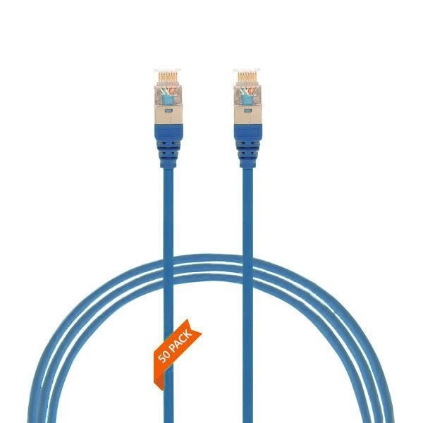 4Cabling 0.75M Cat6a RJ45 S/FTP Thin LSZH 30 Awg Network Cable | 50 Pack Blue