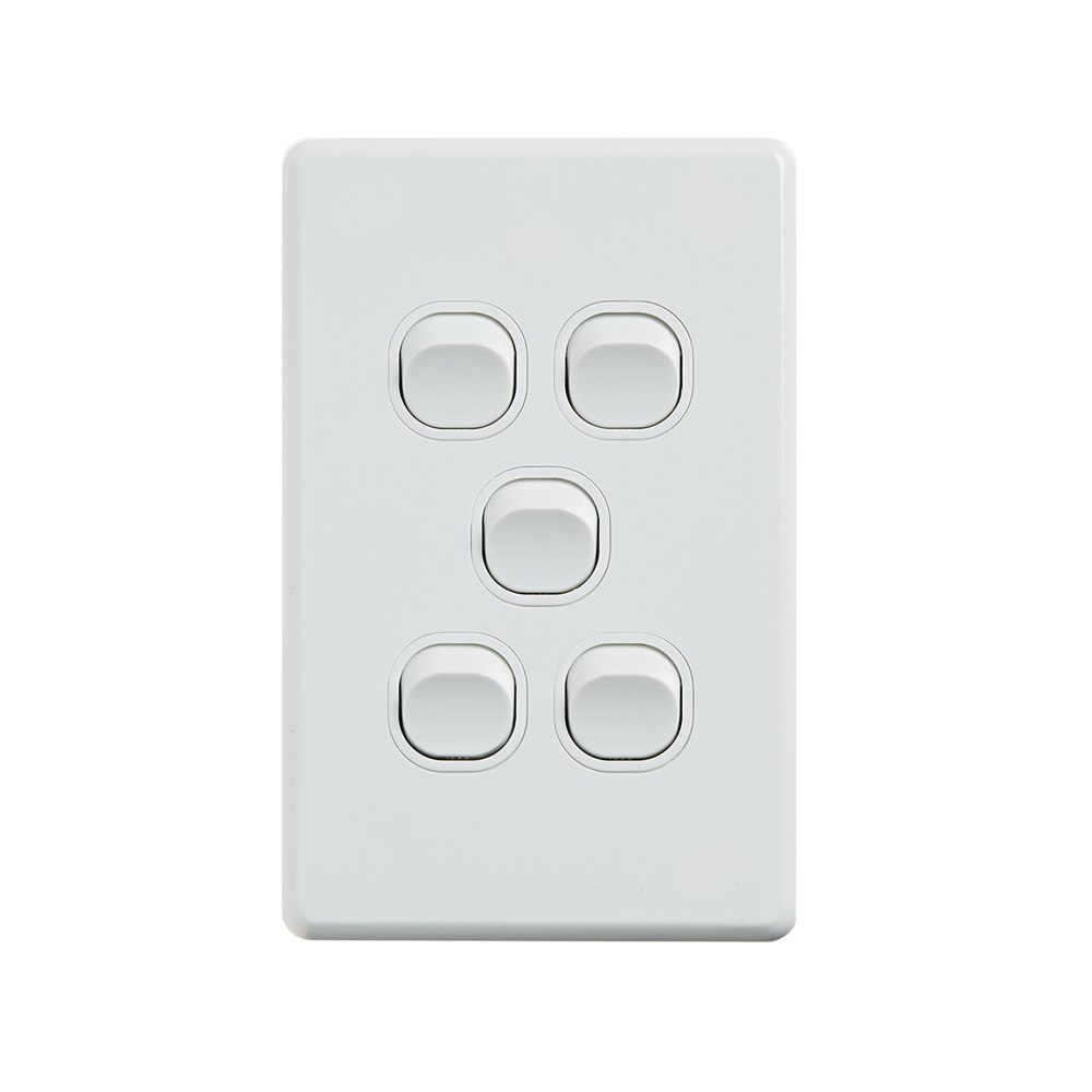 4Cabling 4C | Classic 5 Gang Switch 250V 16Ax - Vertical